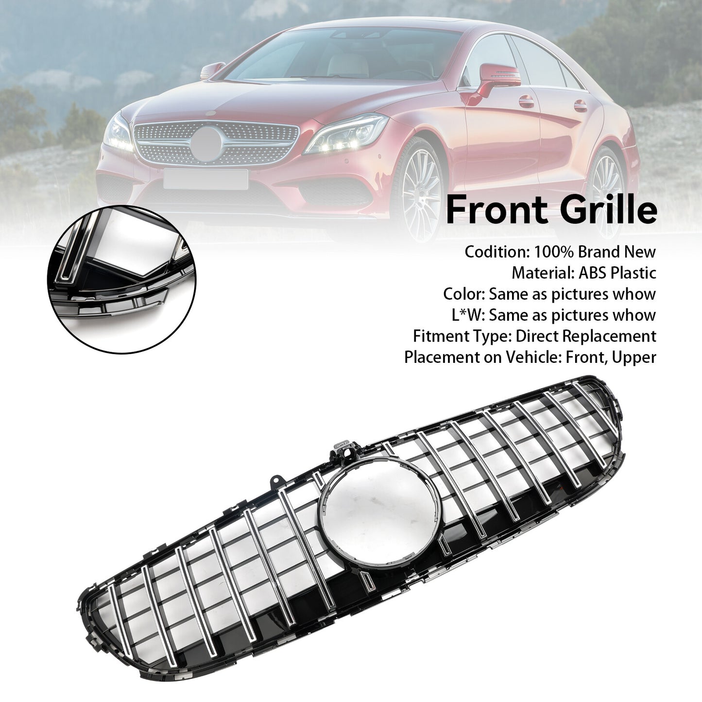 Front Bumper Grille Grill Fit Mercedes Benz CLS-Class W218 CLS350 2015-2018