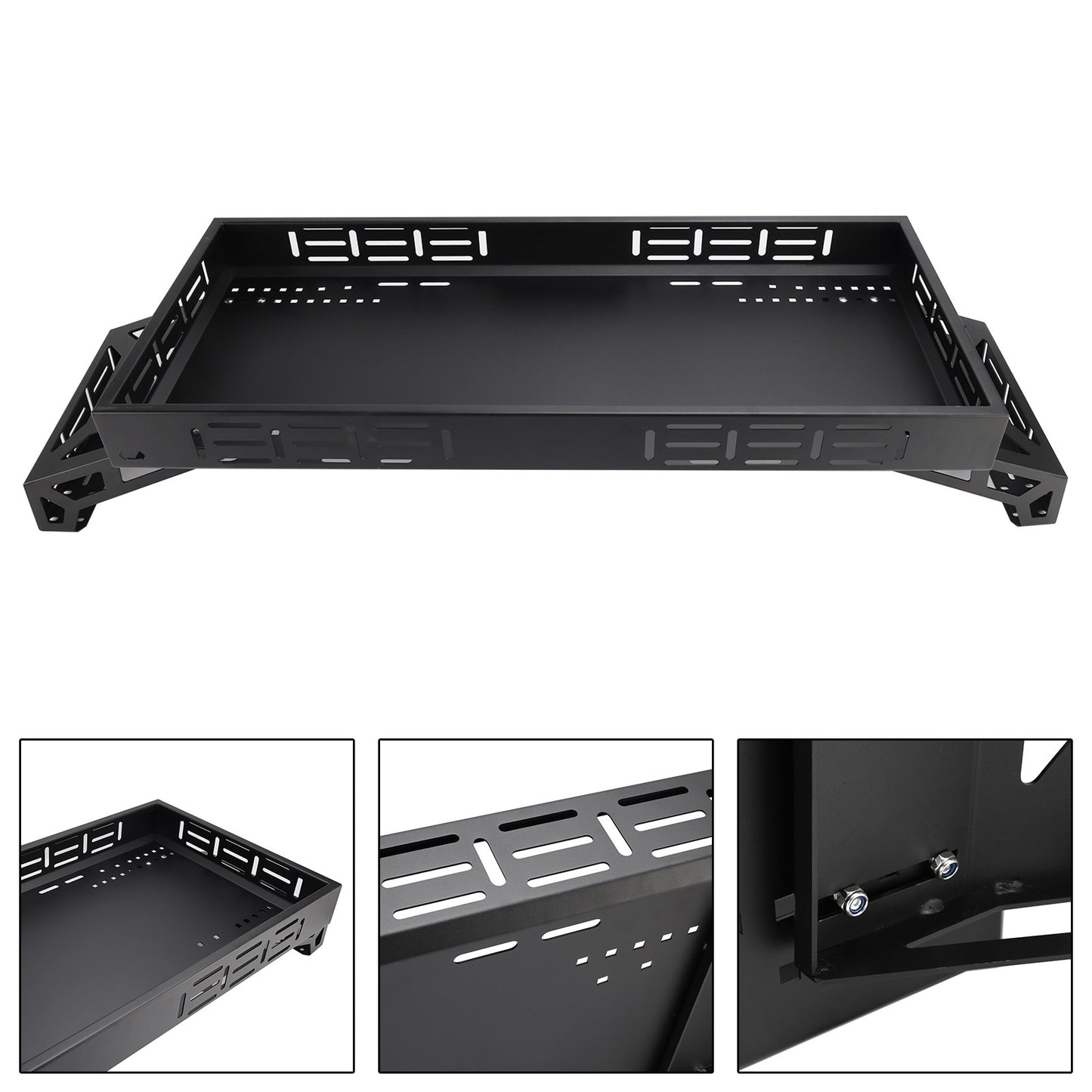 Universal Utv Raised Metal Full-Bed Rack Steel For Polaris Ranger 570 Midsize