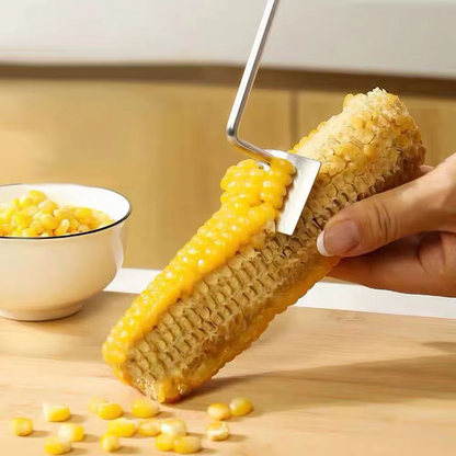 2PC Corn Peeler Stainless Steel Corn Cob Stripping Tool w/ Hook Long Handle Corn