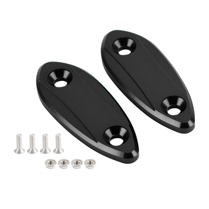 Black mirror delete blanking block off plates fits Kawasaki ZX-6R ZX6R 2009~2012