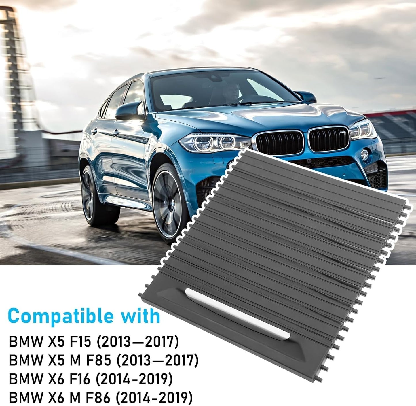 Center Console Cup Holder Tray Roller Blind Cover for BMW F15 X5 F16 X6 2014-18