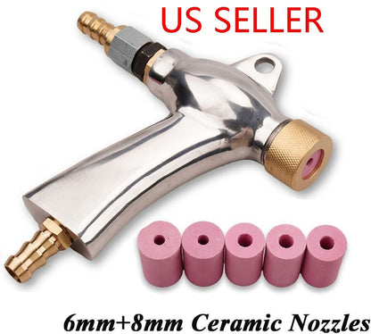 Sandblast Gun Air Sand Blasting Gun + 5x Ceramic Nozzles For Sandblaster Cabinet