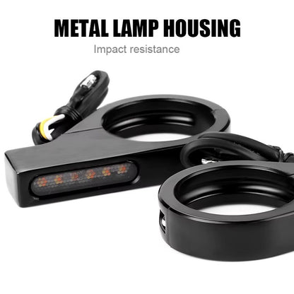 2x Motorcycle Fork Tubes Clamp Amber White LED Turn Signal Blinkers Light 41mm
