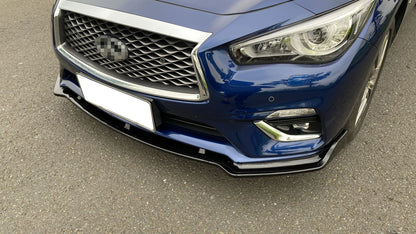 Glossy Black Front Bumper Lip Splitter Chin For 2018-2024 Infiniti Q50 Luxe Base