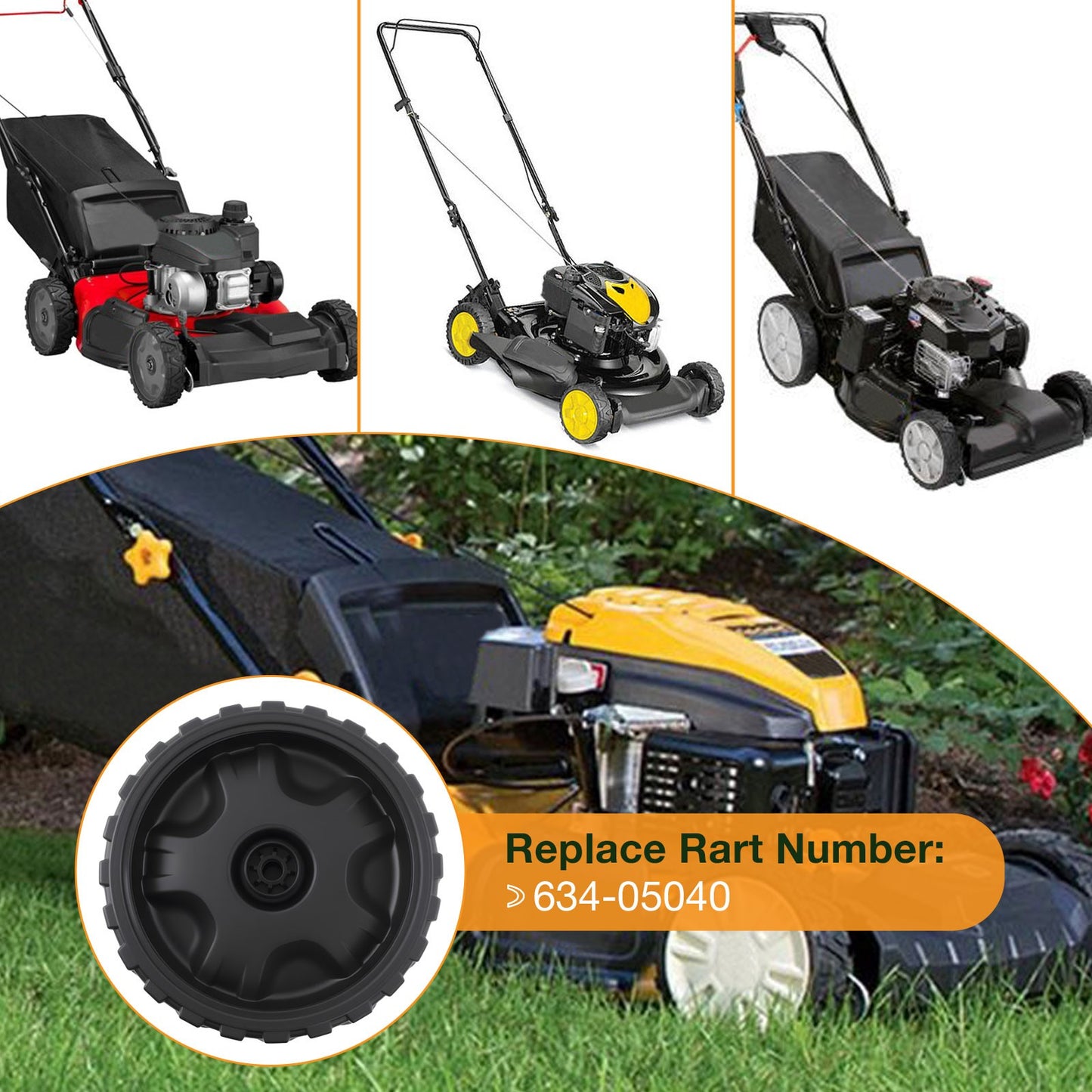 2x 8" Lawn Mower Wheel For Brute Craftsman Yard Machine Cub Cadet MTD 634-05040