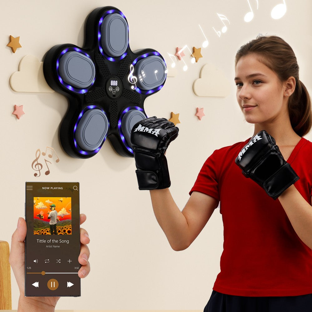 Music Boxing Machine with Boxing Gloves – Wall-Mounted Smart Boxing Trainer