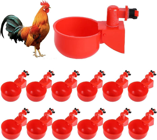 12x Chicken Automatic Watering Cups, Drinker Waterer, for Duck Quail Hen Poultry