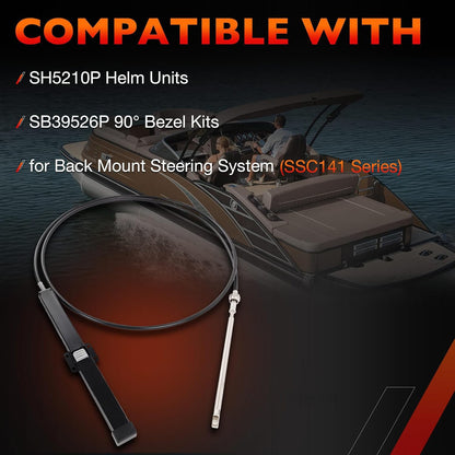 13 FT Back Mount Steering Cable Kit SS14113 For Seastar Teleflex Rack Steering