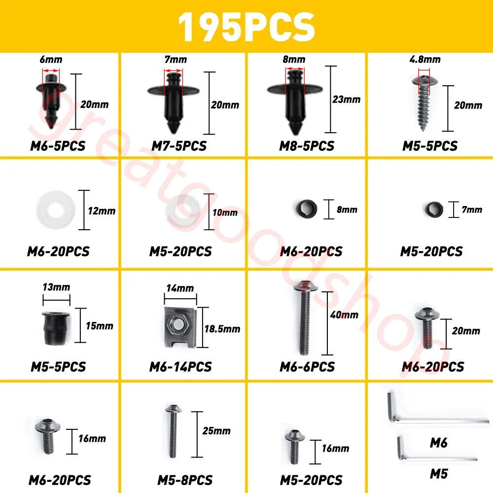 Black Complete Fairing Bolt Screws Kit For Kawasaki Ninja ZX6R 7R ZX9R ZX12R EOA