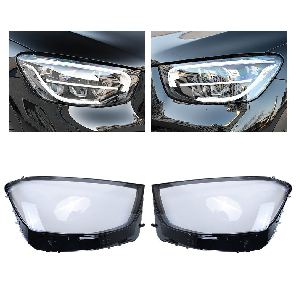 Fit For 2019-2022 Mercedes-Benz W253 X253 C253 Headlight Lens Covers Left+Right