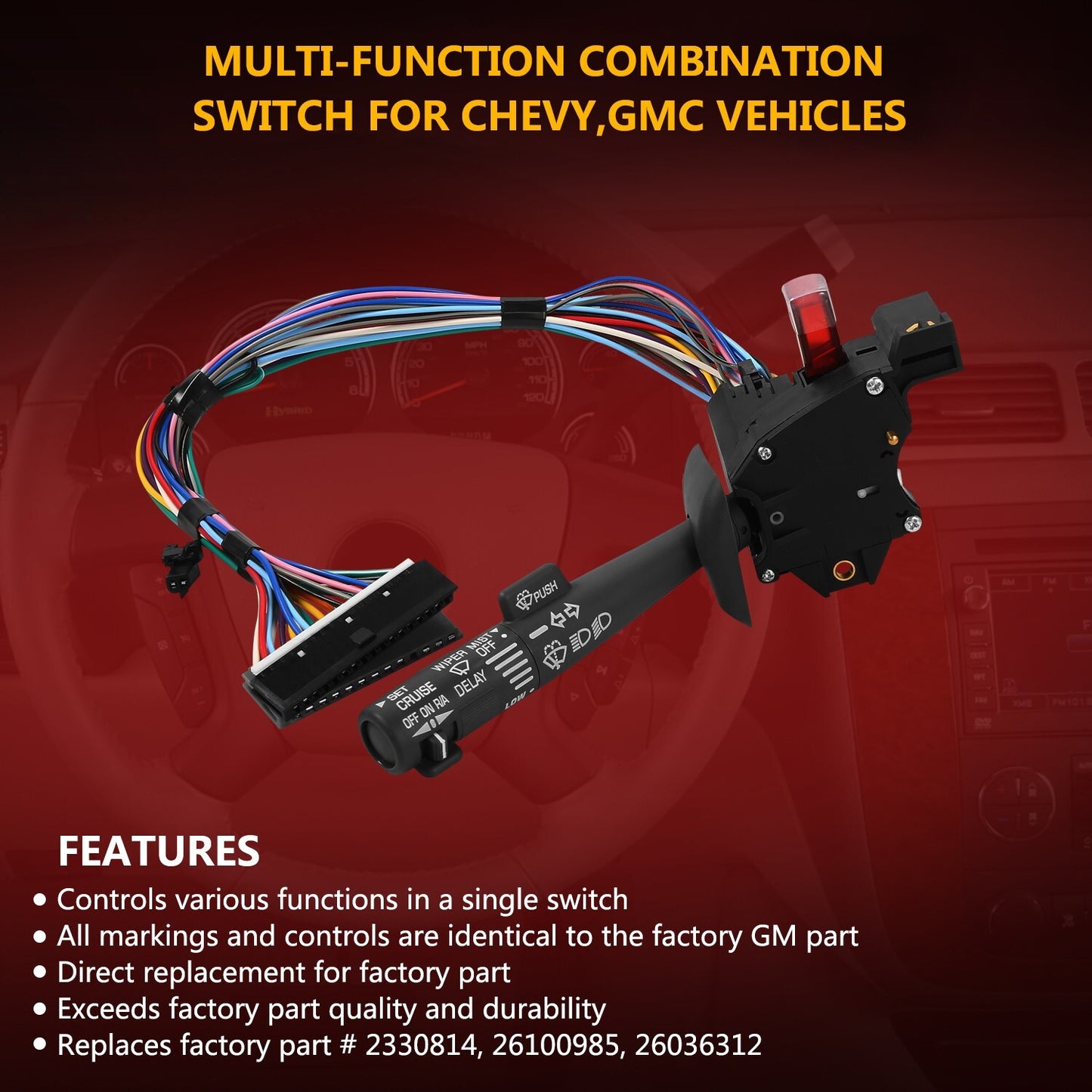 Turn Signal Windshield Wiper Hazard Cruise Switch for GMC Suburban C/K 1500 2500