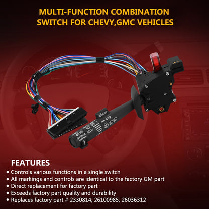 Turn Signal Windshield Wiper Hazard Cruise Switch for GMC Suburban C/K 1500 2500