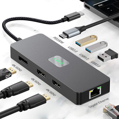 8 in 1 TYPE-C to RJ45 Gigabit USB 3.0 HDMI DP PD100W for MacBook iPad Pro 15