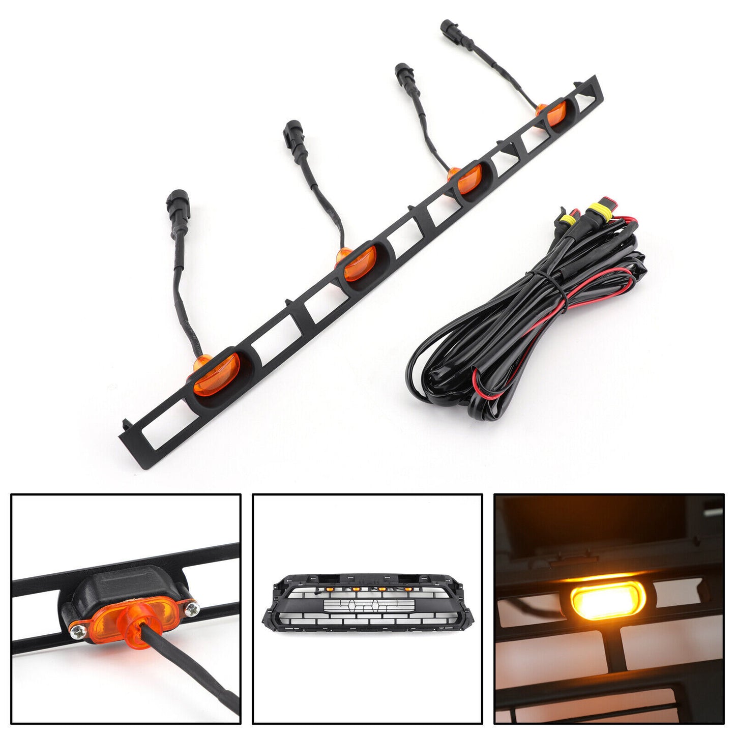 Front Bumper Hood Grille LED Lights W/Wire Harness Fits Tacoma 2012-2015 Amber