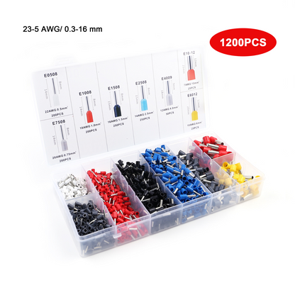 Ferrule Crimping Tool Kit Self-adjustable 1200pcs Terminal Wire Crimper Pliers