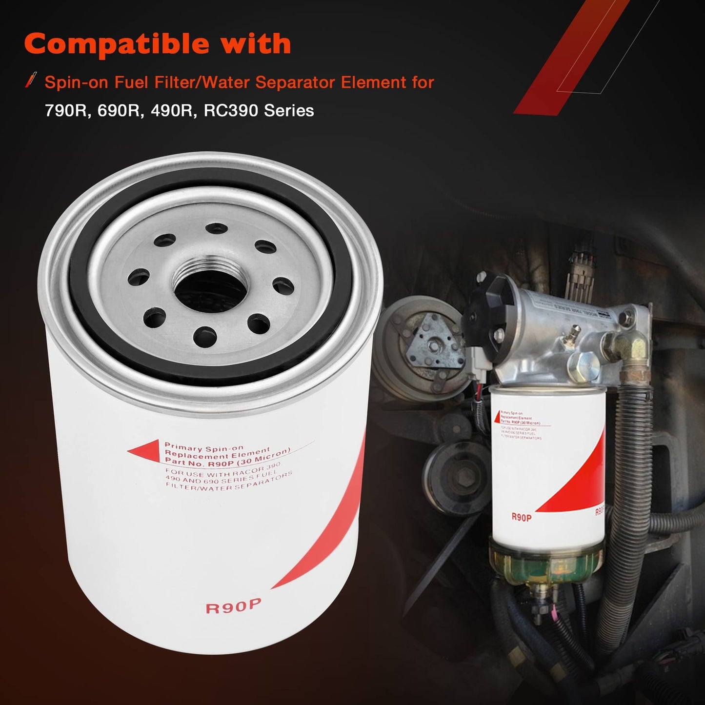 Fuel Filter Water Separator Spin-on Element For 390RC 490R 690R 790R Series R90P