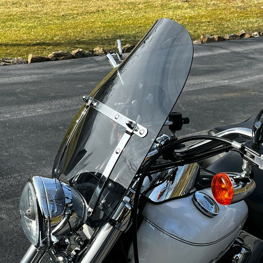 Solid Spare Smoke 18"x16" Motorcycle Windshield For Yamaha V Star Honda Valkyrie 1500 1800