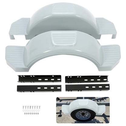 Solid Spare GRAY 2 SINGLE AXLE TRAILER FENDERS FOR 13" WHEELS TIRES SKIRT BOAT PAIR