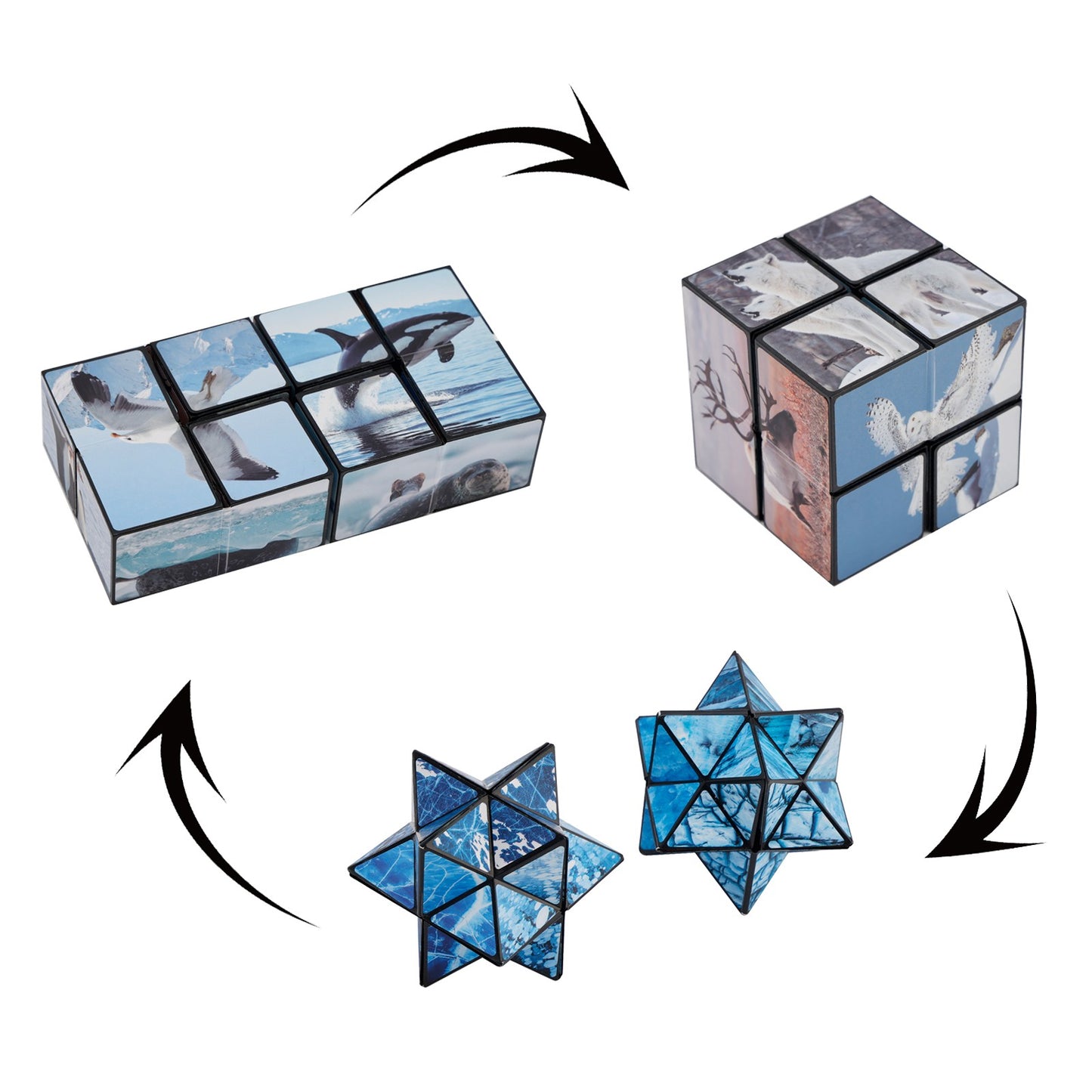 2 In 1 North South Poles Style Star Magic Cube For Kid And Adult Toy Ages 8-12
