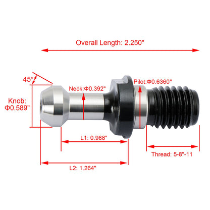 5Pcs CAT40 45° Pull Stud Retention Knob Fits For Any Haas CAT40 CNC Silver