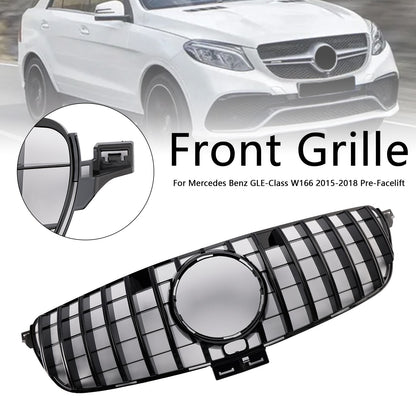 GT Style Front Bumper Grille Grill Fit Mercedes Benz GLE-Class W166 2015~2018