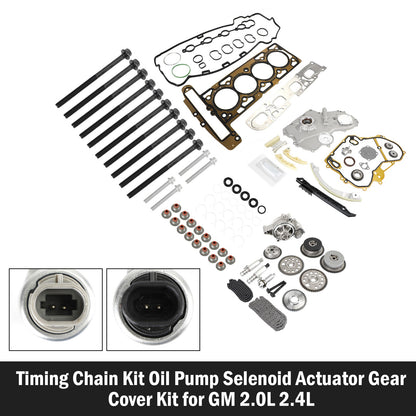 Timing Chain Kit Oil Pump Selenoid Actuator Gear Cover Kit for GM 2.0L 2.4L