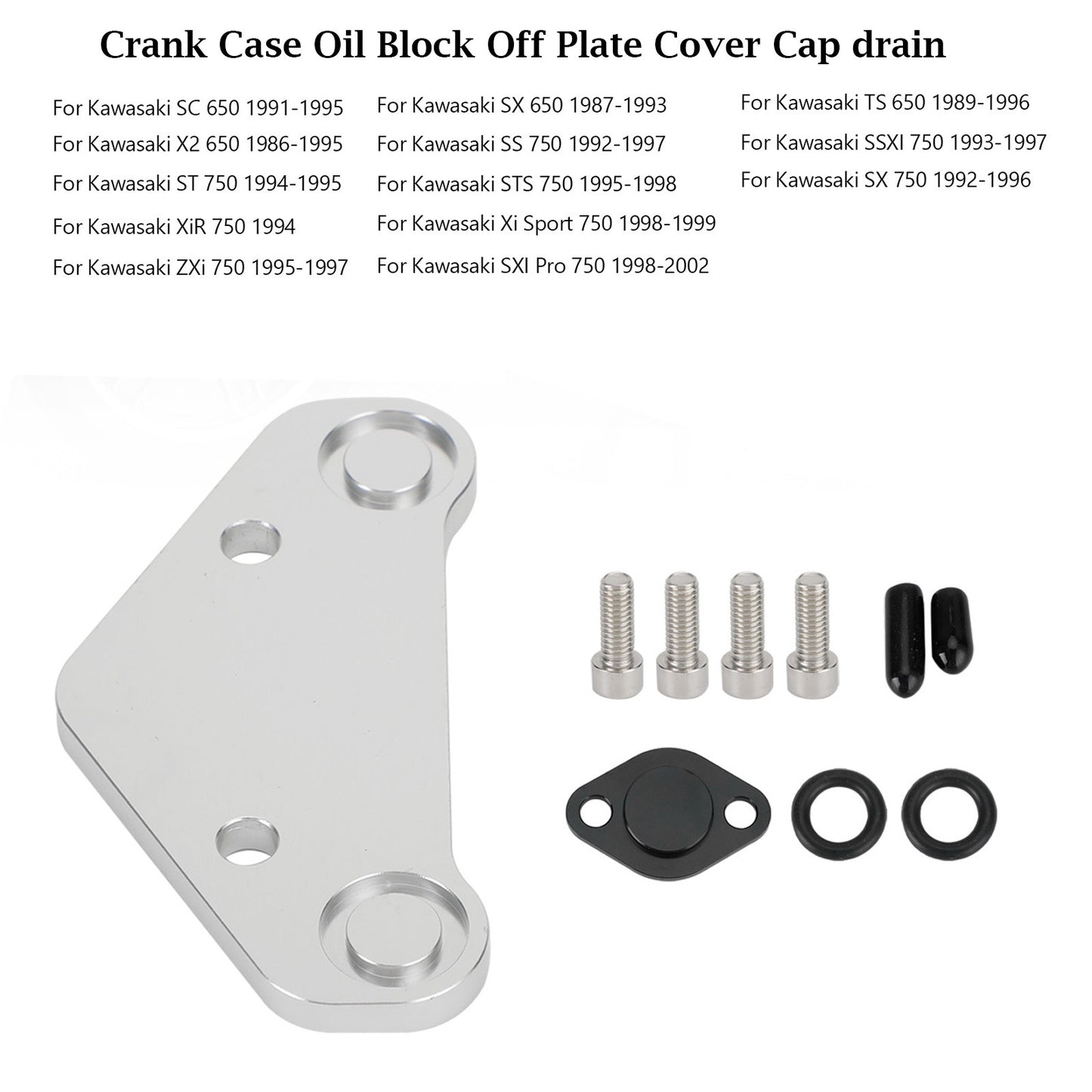 Crankcase Oil Plate Cover Cap Drain for Kawasaki 650/750SX, X2, SS, ST 1986-2002