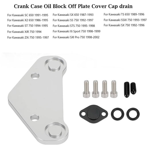 Solid Spare Crankcase Oil Plate Cover Cap Drain for Kawasaki 650/750SX, X2, SS, ST 1986-2002