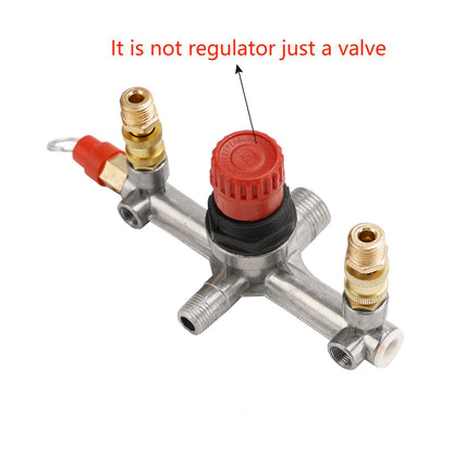 Air Compressor Pressure Valve Switch Control Manifold Regulator Gauges Tool'