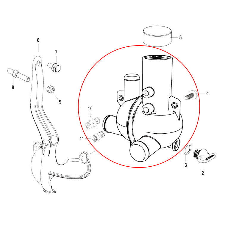 Water Distribution Housing for MerCruiser Manual Drain Plugs 863802T2 863631T1