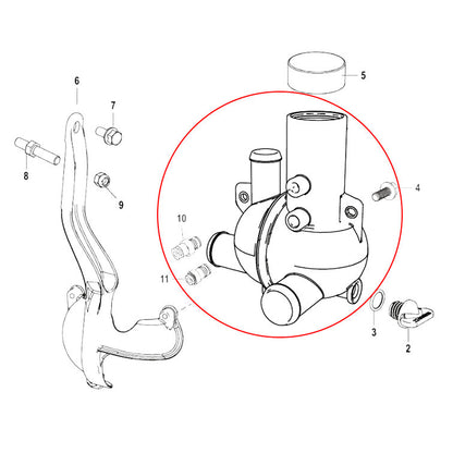 Water Distribution Housing for MerCruiser Manual Drain Plugs 863802T2 863631T1