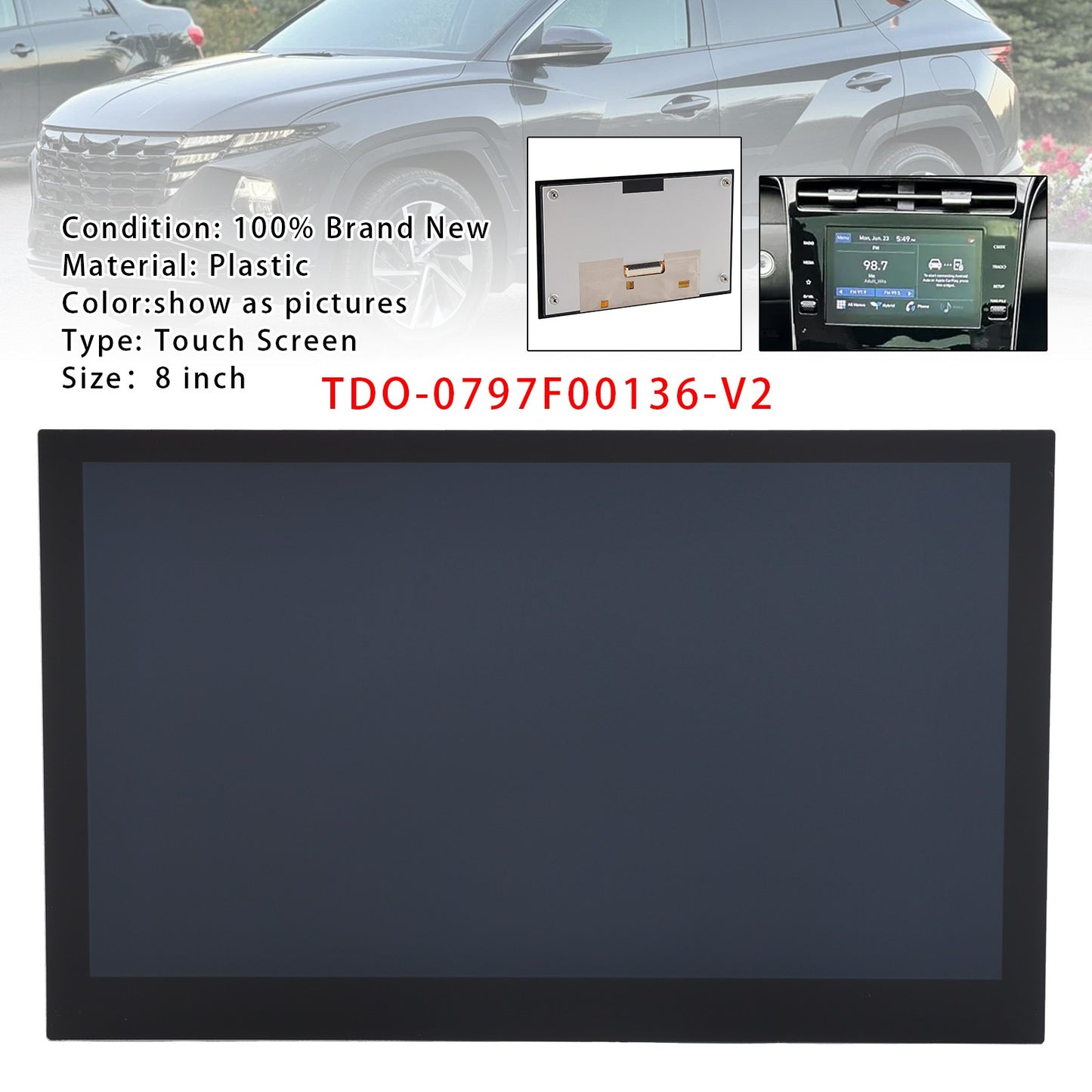8" LCD Touch Screen Digitizer For Hyundai Tucson Santa Verna Solaris 2021-2023
