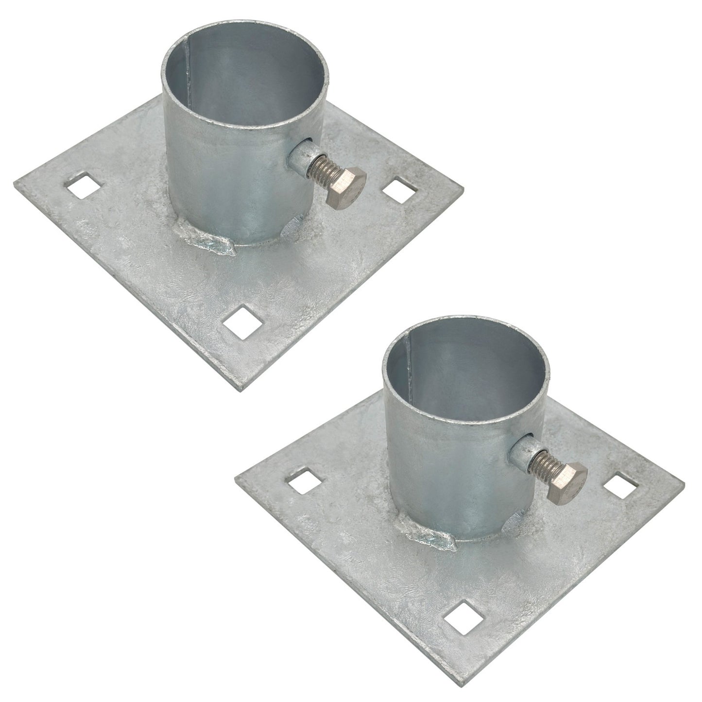 Stationary Dock Base Plate Hardware, 5" x 5" - Heavy-Duty Galvanized Steel (2)