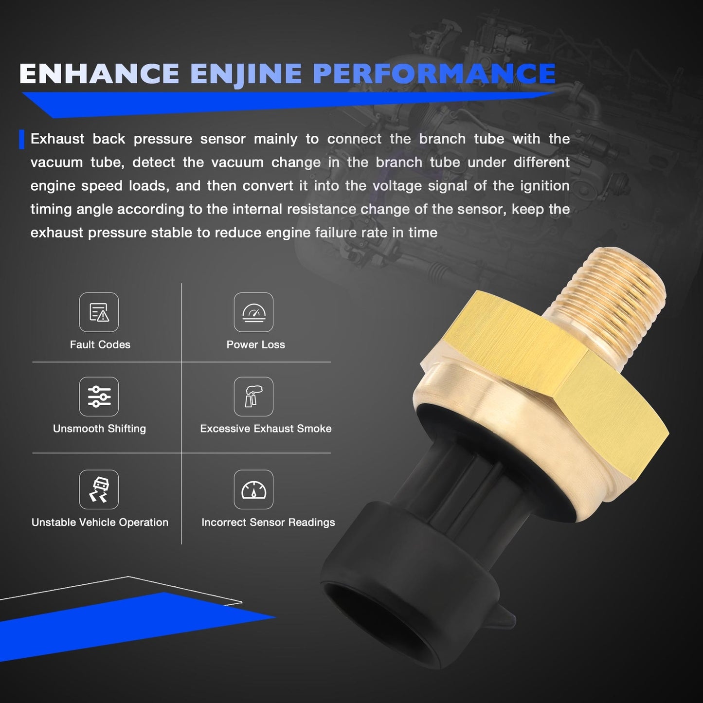 Exhaust Back Pressure EBP Tube Sensor for 1994-1997 Ford 7.3L Powerstroke Diesel