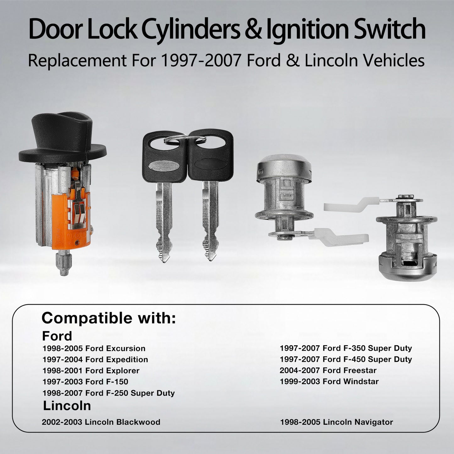 Ignition Switch & Door Lock Cylinder w/ Keys For 97-07 Ford F150/250 Super Duty
