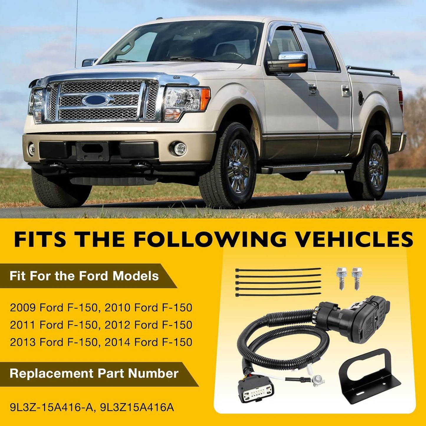 9L3Z15A416A Trailer Tow Wiring Connector Harness Kit Fit 09-14 Ford F150 Harness