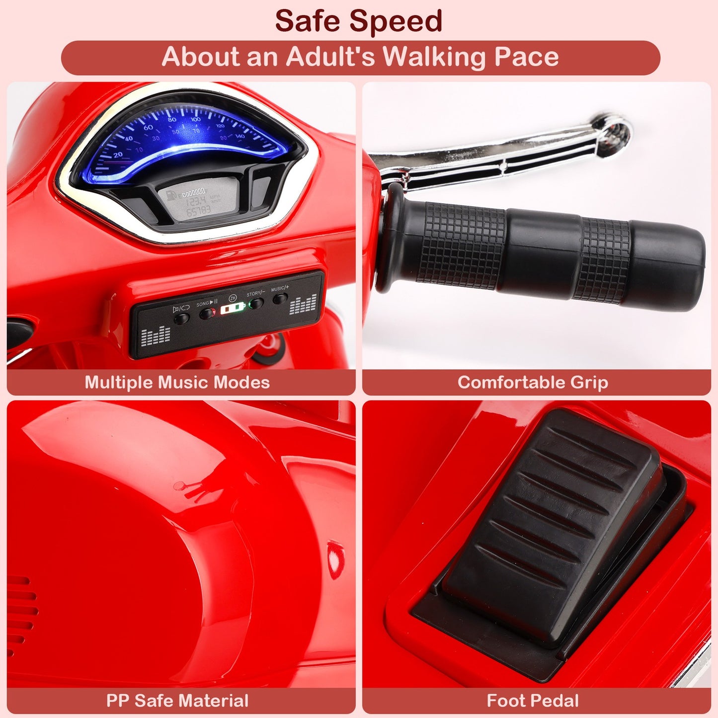 ??Dual Electric 6V Ride On Motorcycle Toy Car For Kid 3 Wheeler Toy Car Red