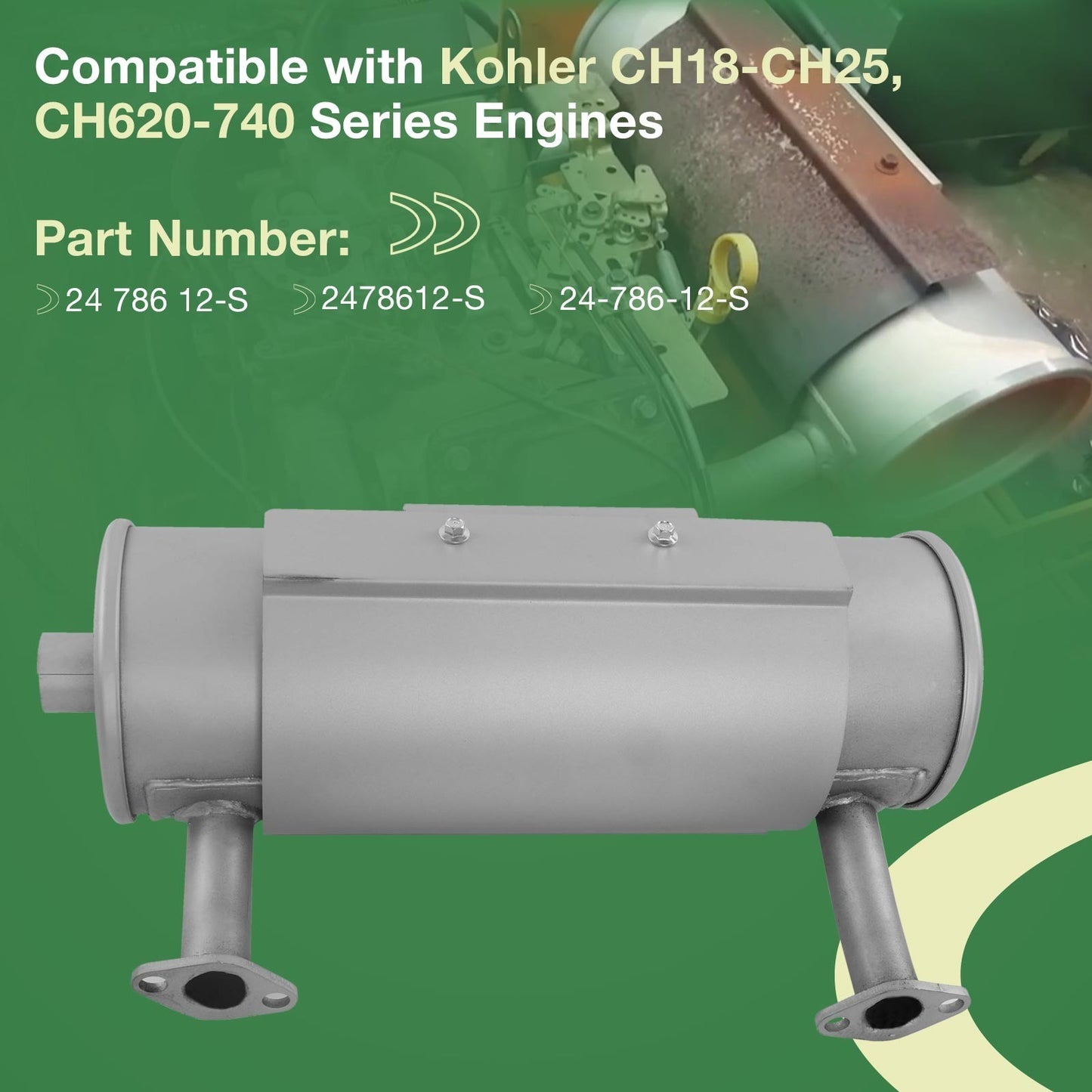 Muffler For Kohler CH18-CH25 CH620-740 22-24HP Engine Lawn Mower Right Mufflers