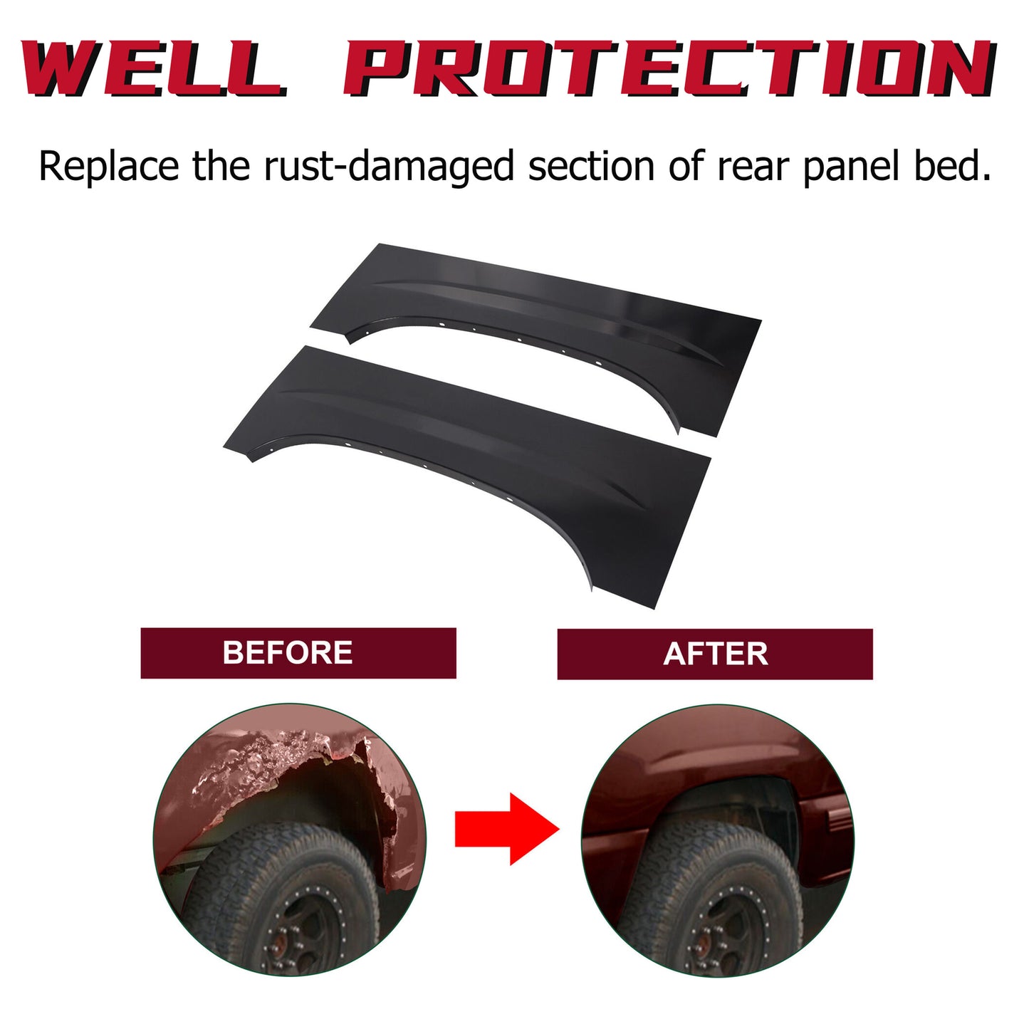 Solid Spare Upper Rear Pair Wheel Arch Repair Panel For 1999-2007 Chevy Silverado GMC Sierra