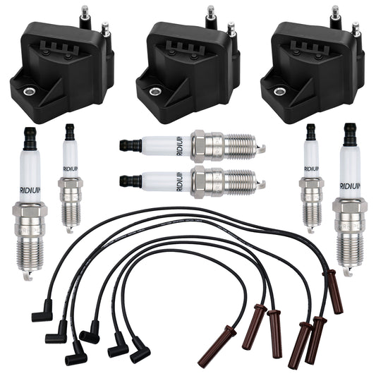Solid Spare DR39 Ignition Coils & Iridium Spark Plugs & Wires For 99-09 Chevy Impala Buick