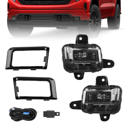 LED Fog Light Lamp w/ Switch Relay Wire Bezel Kit For 2022-2025 GMC Sierra 1500