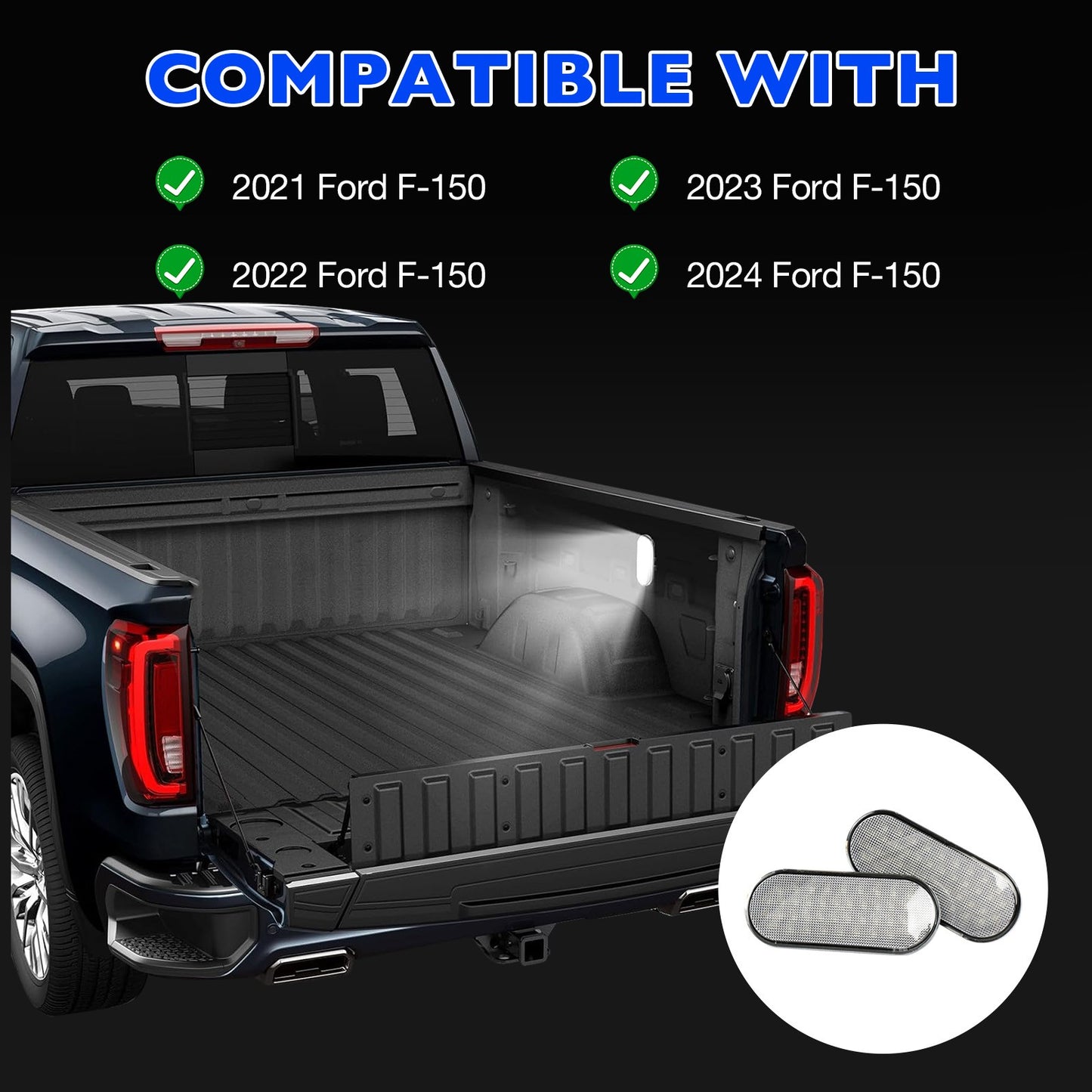 LED Truck Bed Light Lamp Assy Kit w/ Wires For 2021-25 Ford F-150 Plug-and-Play