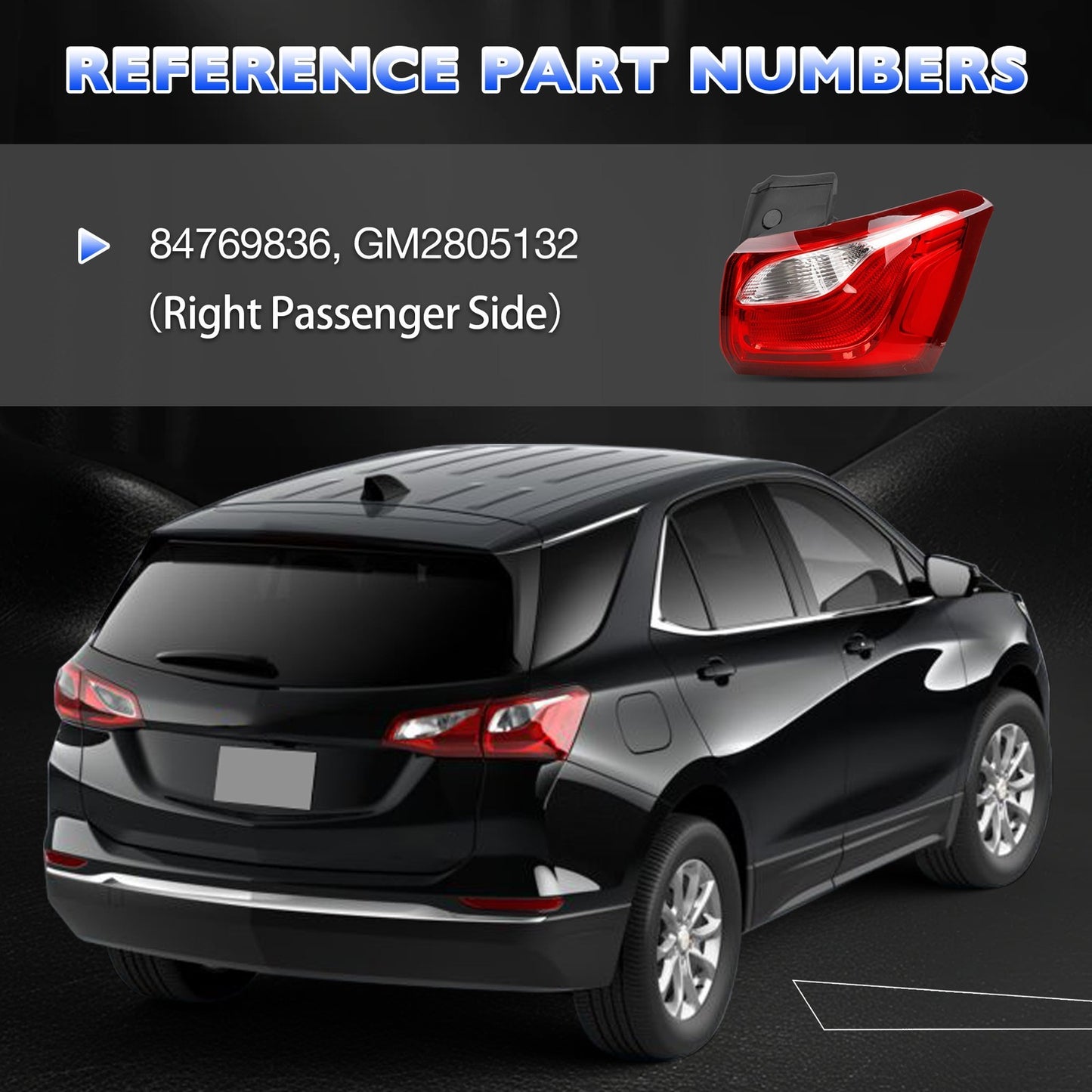 Passenger RH Side Rear Tail Light Brake Lamp For Chevy Equinox 2018-20 84769836