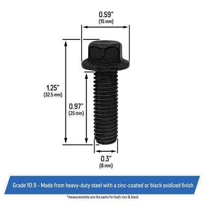 Exhaust Manifold Header Bolts for GM Chevy LS LT Engine LS1 LS2 LS3 LSX - Black