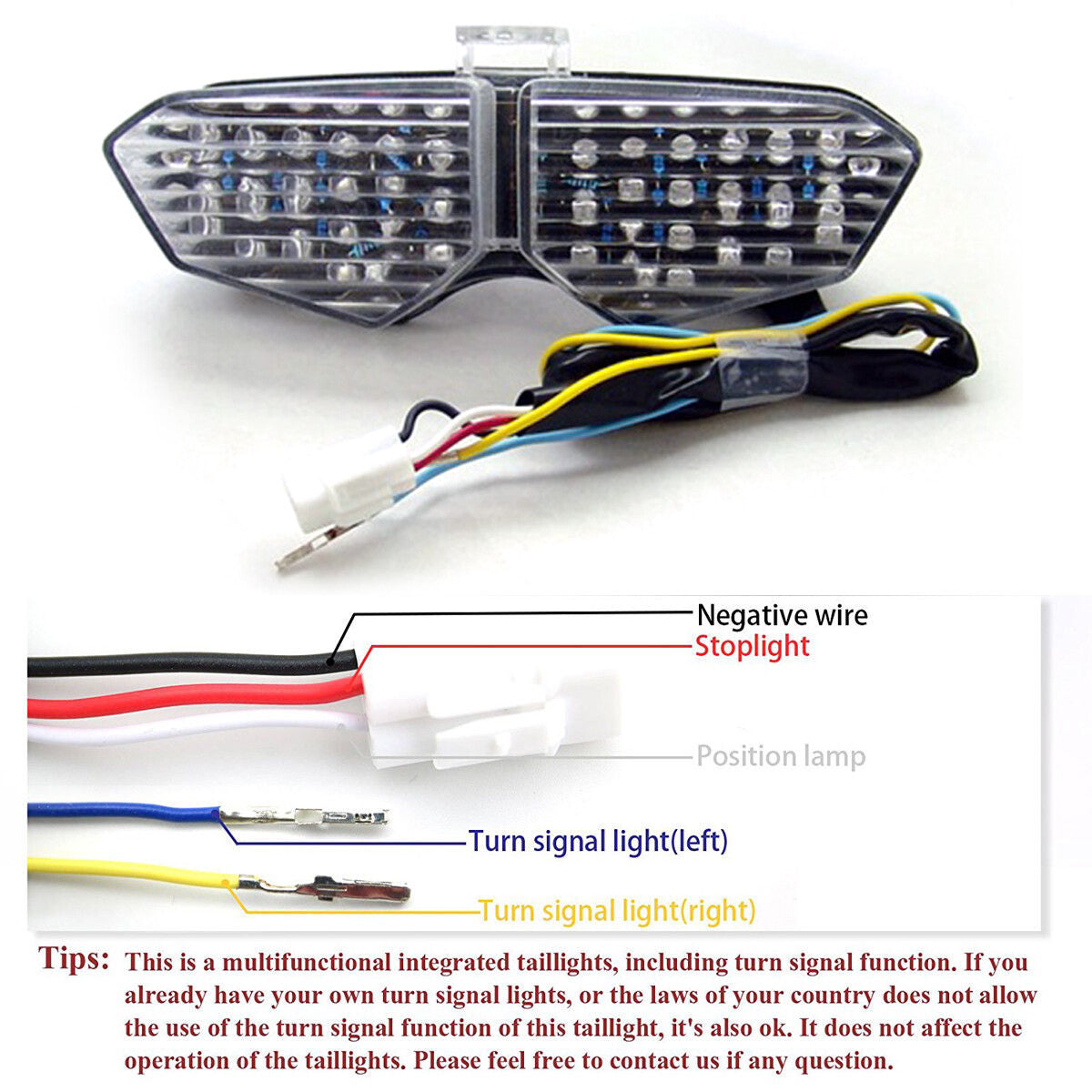 Integrated LED TailLight Turn Signals for Yamaha YZF R6 03-05 YZF R6S Clear E