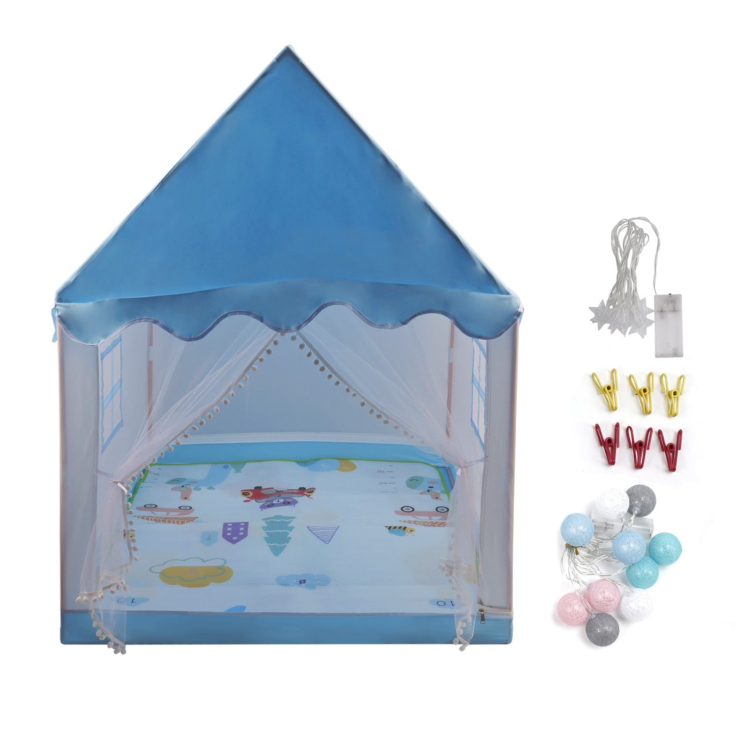 Kids Indoor Play Tent for Boys & Girls Assembly Tent with Metal Frame Blue