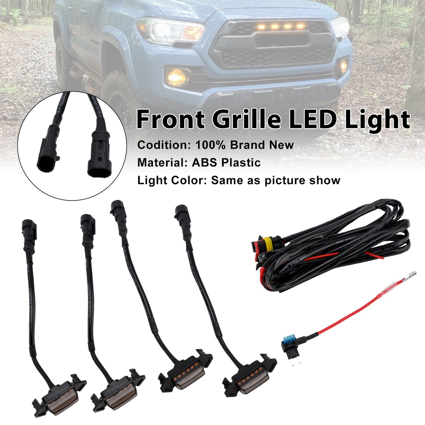 Smoked Lens Amber Light Front Grille LED Light Kit Fit Toyota Tacoma 2016-2023