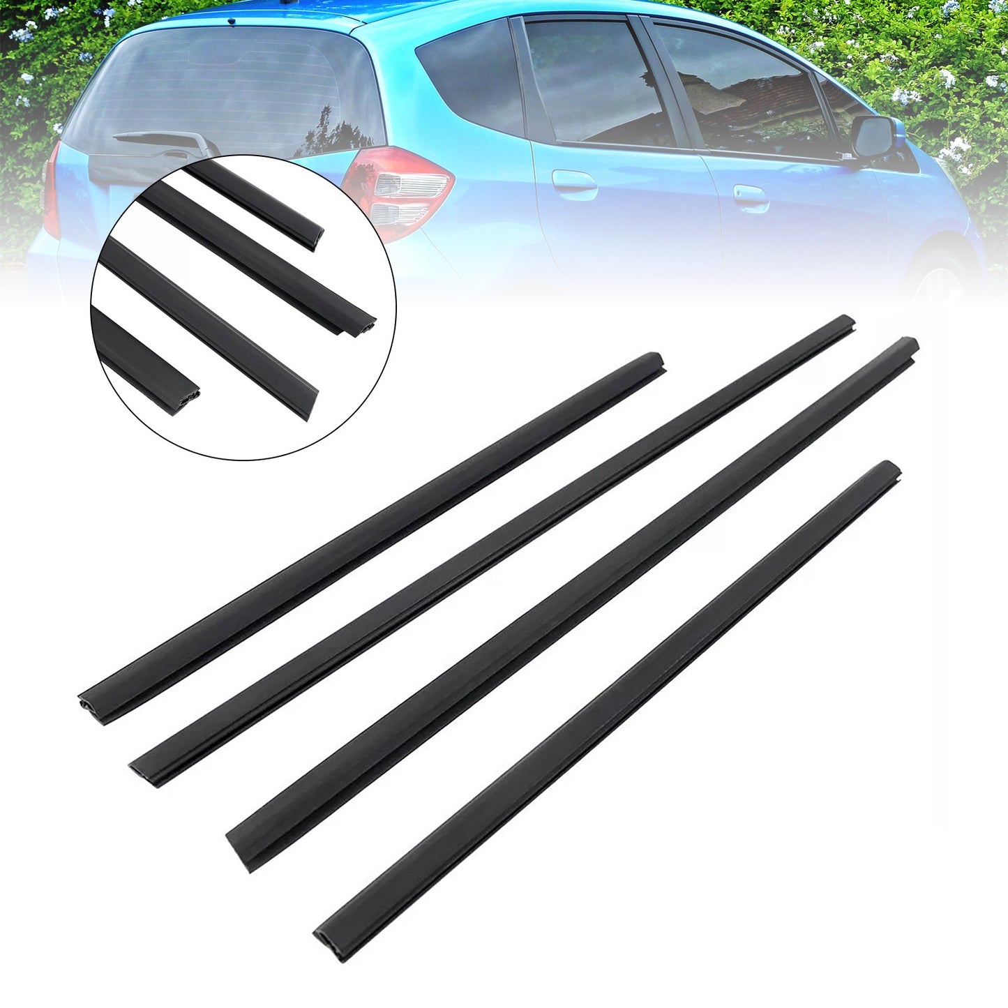 4pcs Door Belt Weatherstrip Molding Seal For Honda Fit Jazz 2008-2013