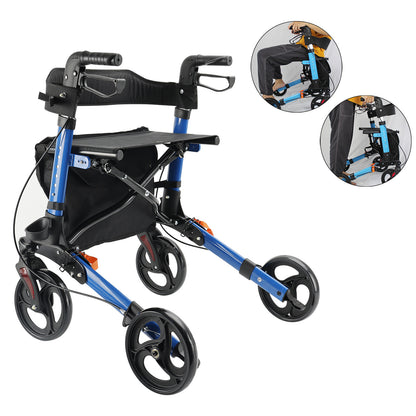 Rollator Walker with Seat for Seniors, 8" Wheels Walker, Lightweight, Adjustable