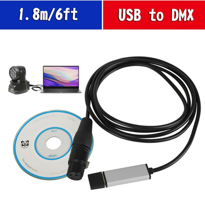 USB to DMX Interface Adapter DMX512 Stage Light Controller Cable For Computer